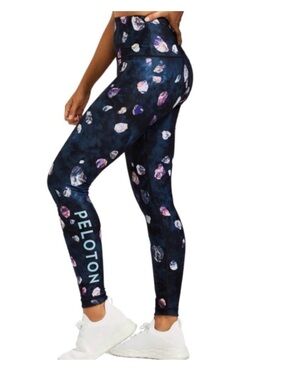 Peloton Black Leggings with Purple and White Gem Motif